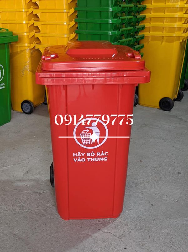 thùng rác nhựa DHPE 240 lít đỏ